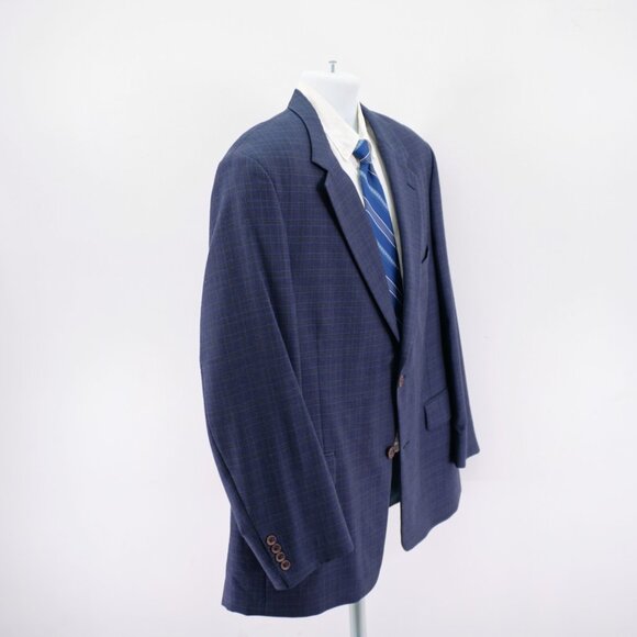 Oak Creek Worsted Wool Blue Yellow Plaid Check 2 Button‎ Sport Coat / Blazer 44L - Picture 7 of 12